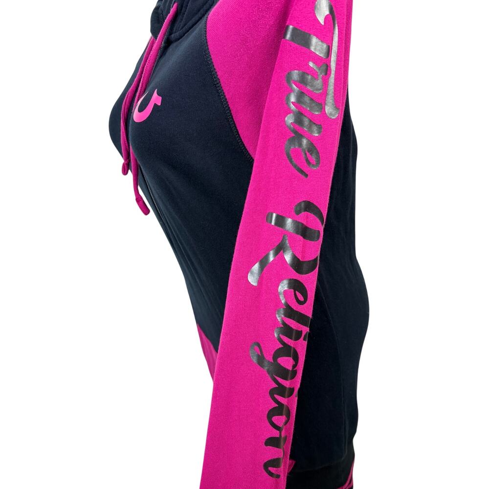 True Religion Half Zip Hoodie Women's Dress Black Magenta Size XL - Picture 5 of 12